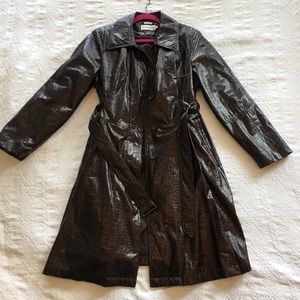 Black/purple hue faux snake skin trench